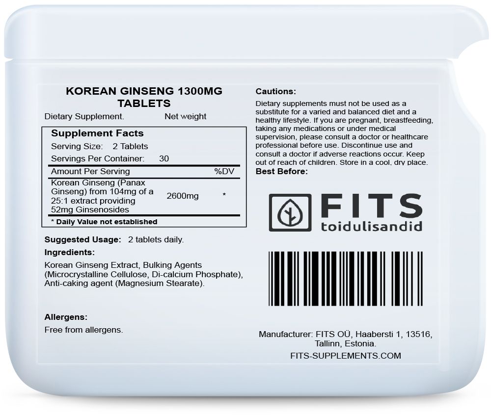 Koreai ginzeng 1300mg 60 tabletta