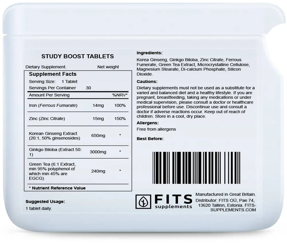 Study Boost 30 tablets - FITS Dietary Supplements