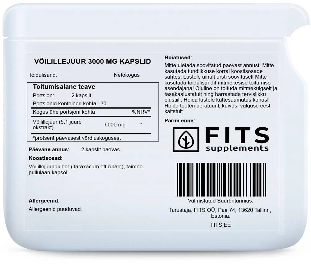 Dandelion 3000mg 60 capsules - FITS Dietary Supplements