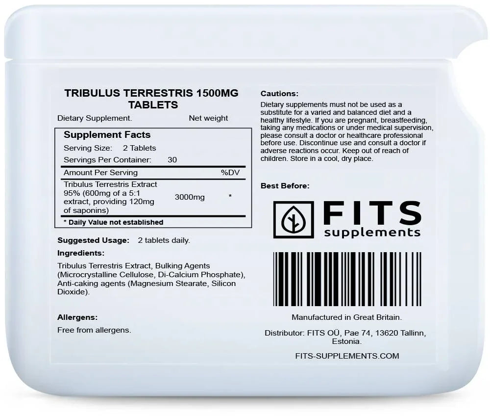 Tribulus Terrestris 1500mg 60 tablets - FITS Dietary Supplements