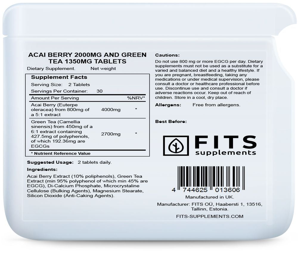 Acai bogyó 2000mg és zöld tea 1350mg 60 tabletta