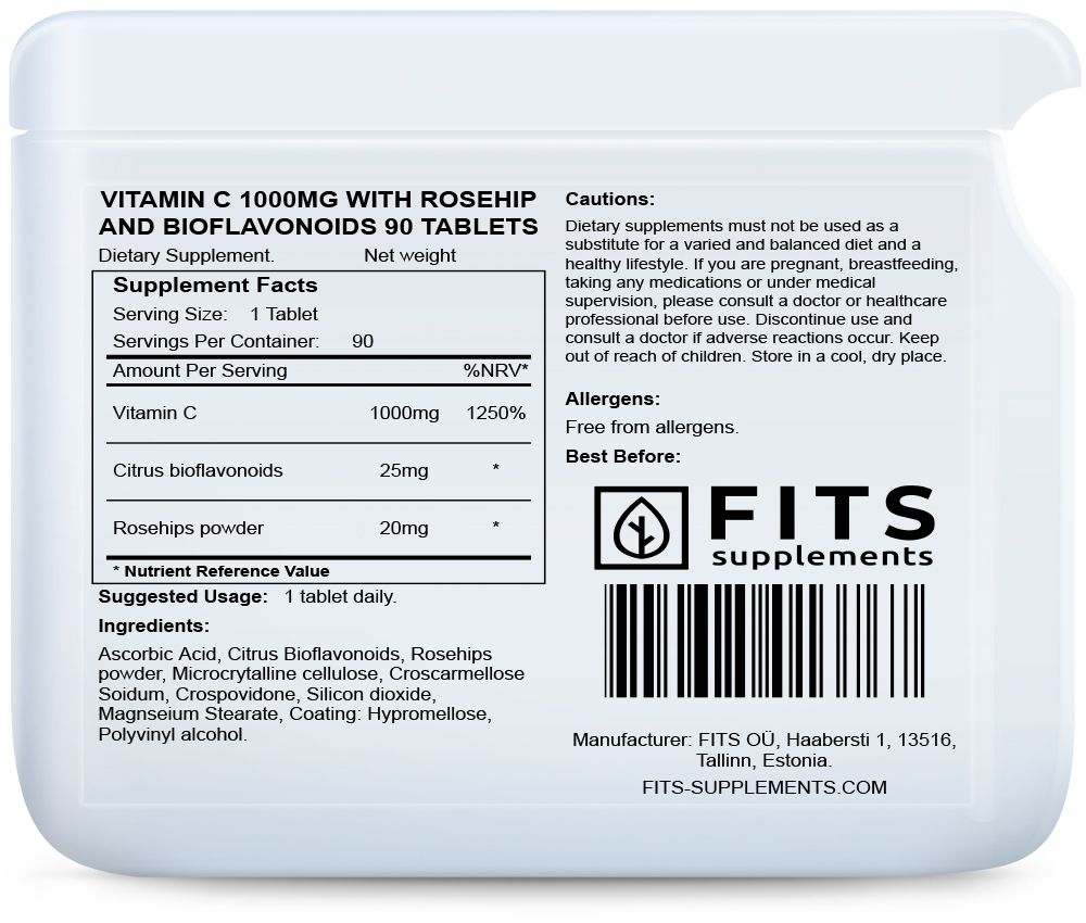 FITS C-vitamin 1000mg csipkebogyóval és bioflavonoidokkal 90 tabletta - 2
