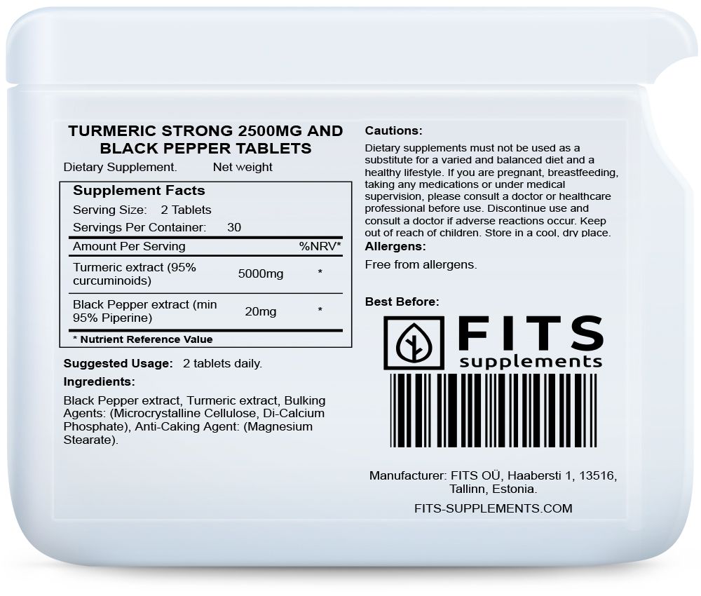 FITS Kurkuma 2500mg és Fekete Bors 10mg 60 tabletta - 2