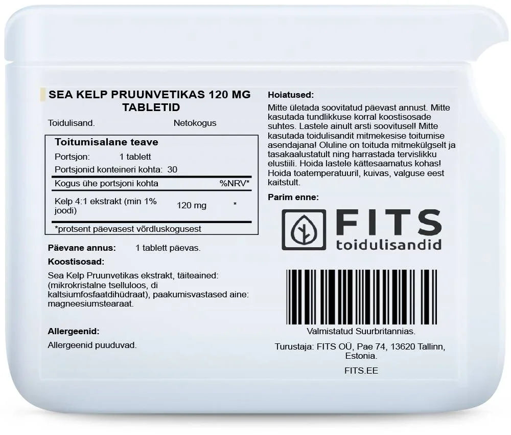Sea Kelp 120mg 30 tablets - FITS Dietary Supplements