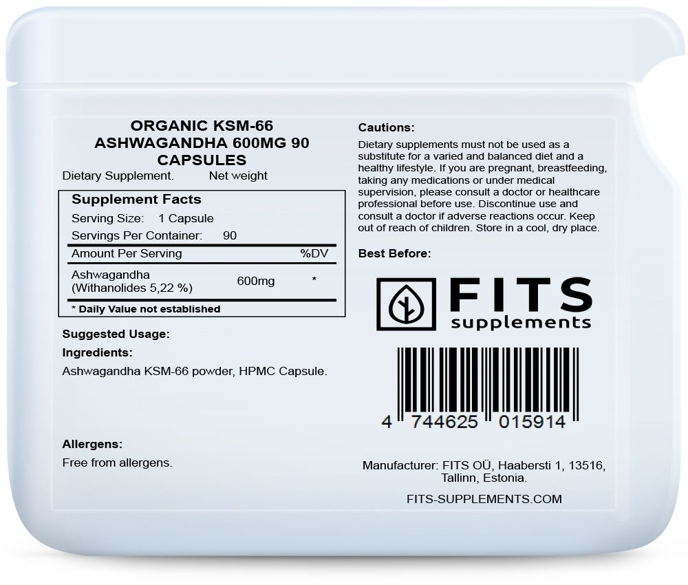 Organikus KSM-66 Ashwagandha 600mg 90 kapszula