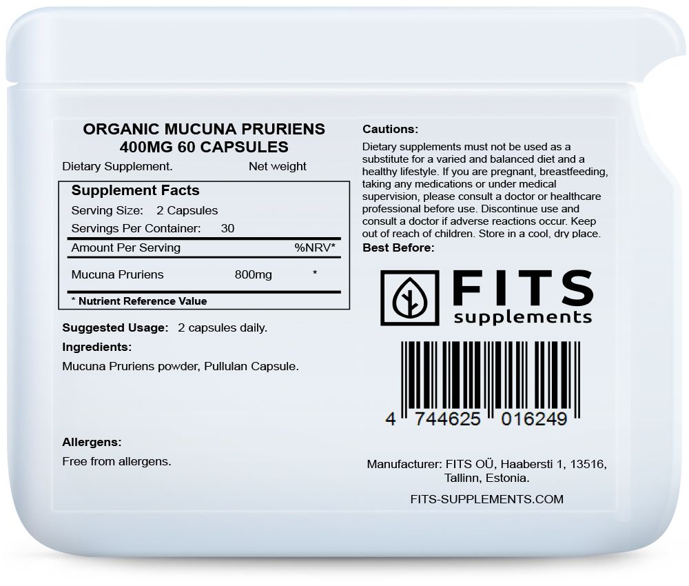 Organikus Mucuna Pruriens 400mg 60 kapszula