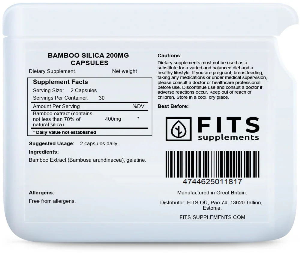 Bamboo Silica 200mg 60 capsules - FITS Dietary Supplements