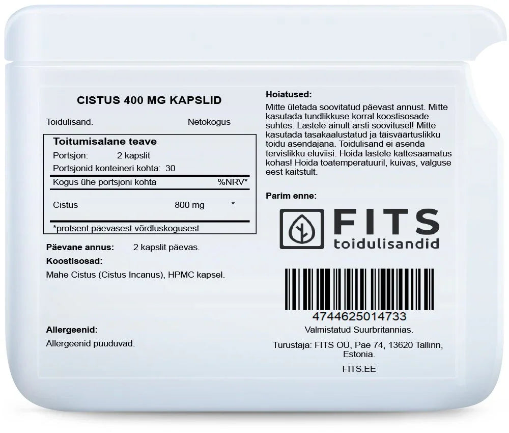 Cistus 400mg 60 capsules - FITS Dietary Supplements