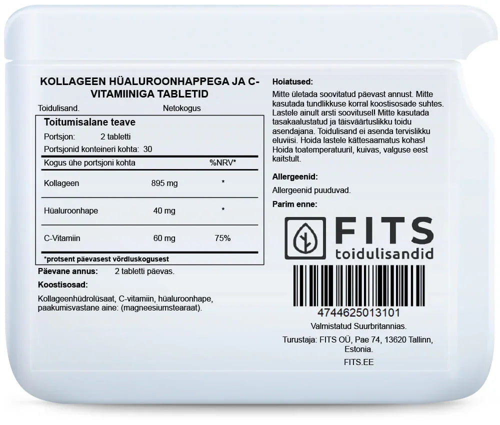 Collagen with Hyaluronic Acid and Vitamin C 60 tablets - FITS Dietary Supplements