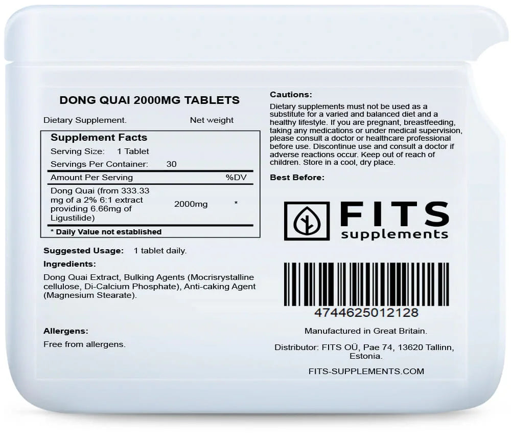 Dong Quai 2000mg 30 tablets - FITS Dietary Supplements