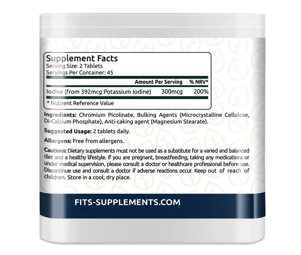 Iodine 150mcg 90 tablets - FITS Dietary Supplements