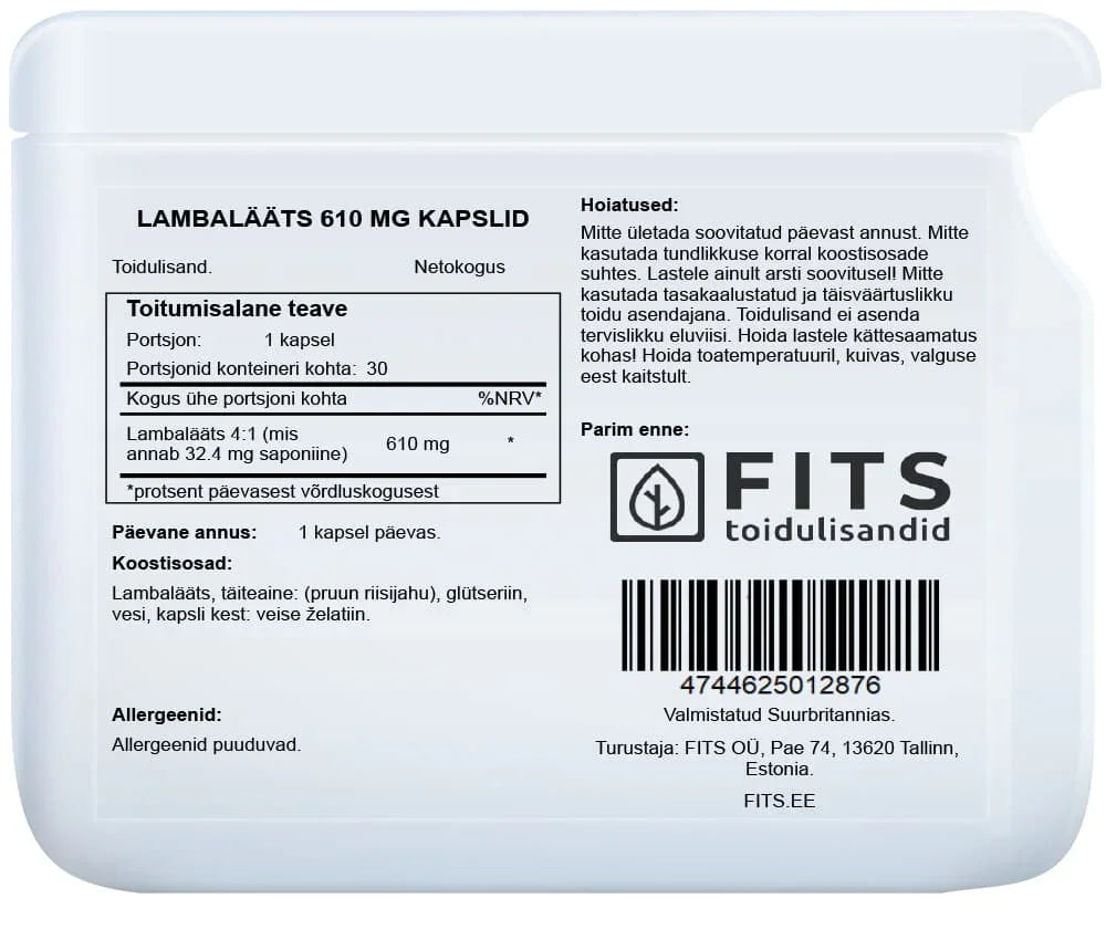 Fenugreek 610mg 30 capsules - FITS Dietary Supplements