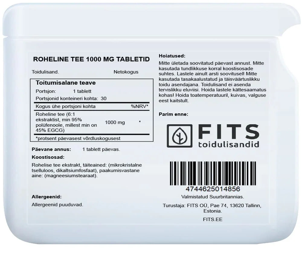 Green Tea 1000mg 30 tablets - FITS Dietary Supplements