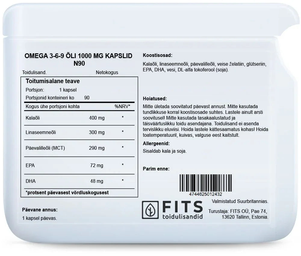 Omega 3-6-9 1000mg 90 softgels - FITS Dietary Supplements