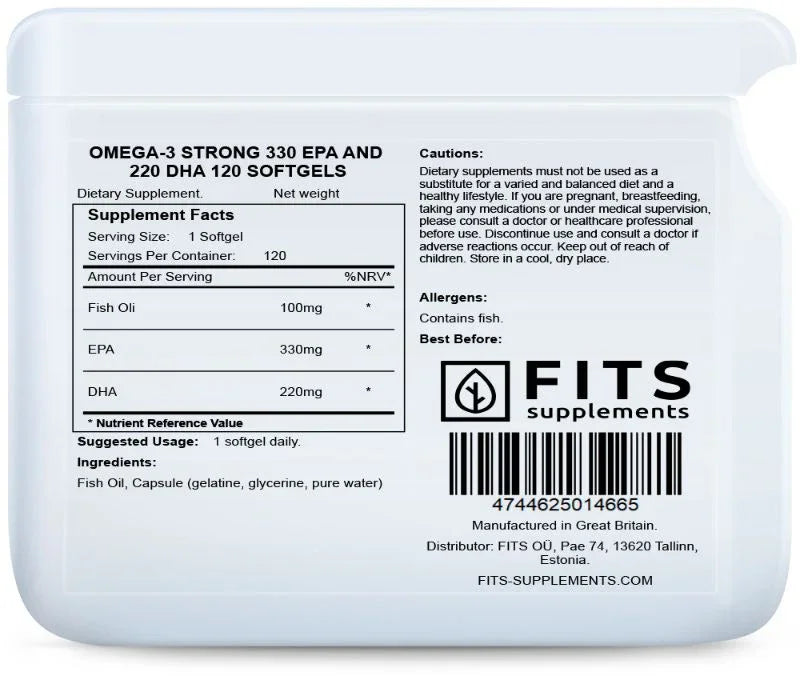 Omega-3 Strong 330 EPA and 220 DHA 120 softgels - FITS Dietary Supplements